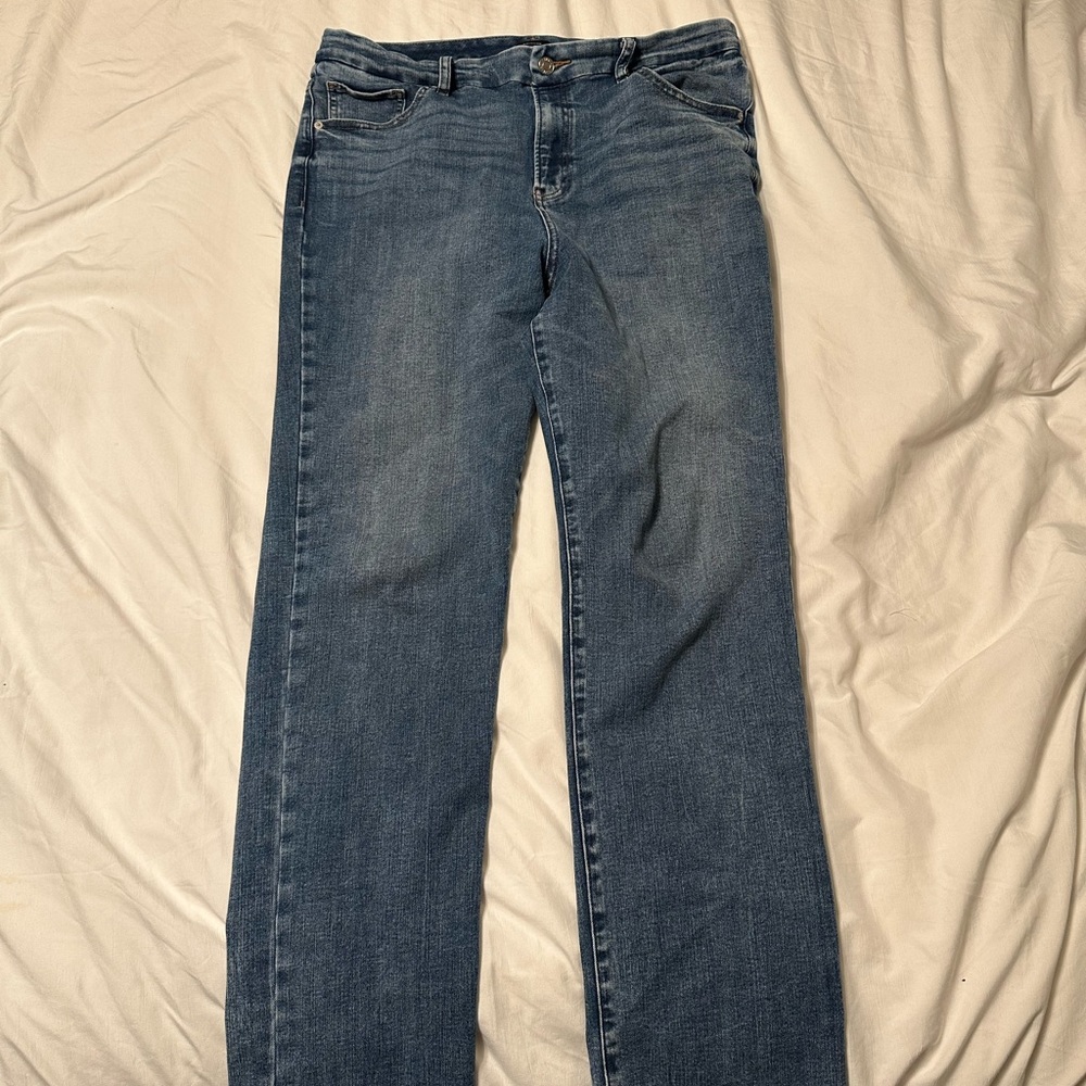 SUPER HIGH WAISTED MEDIUM WASH FLEXX '90S SLIM JEANS size LARGE 12/14/16